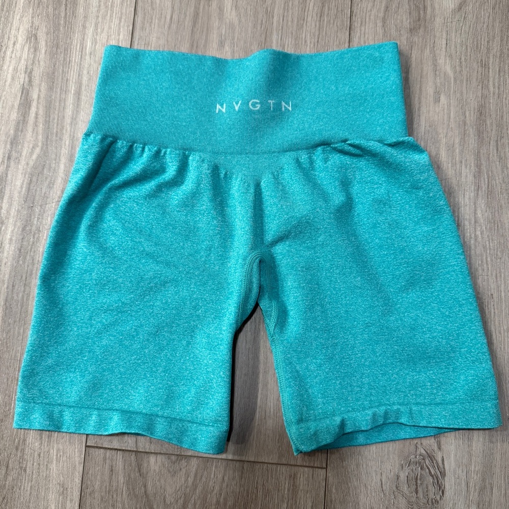 NVGTN Pro Seamless Teal High-Waisted Gym Shorts